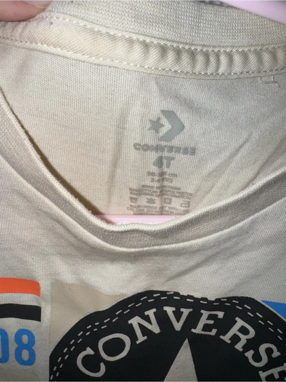 Converse Boys All Star Graphic T-Shirt Cream Size 4T